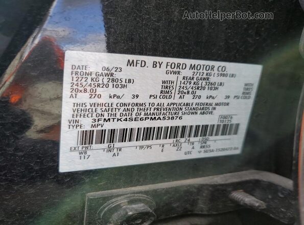 3FMTK4SE6PMA53876 2023 FORD MUSTANG Black სალონის 360-გრადუსიანი ხედი