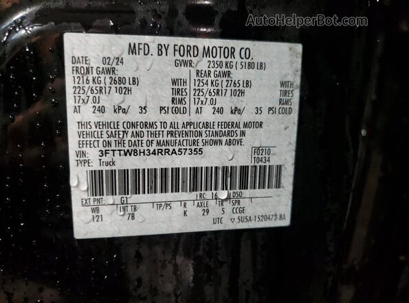 3FTTW8H34RRA57355 2024 FORD MAVERICK Black VIN sticker view