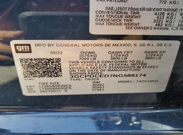 3GCPDCED7NG588174 2022 CHEVROLET SILVERADO Синий Вид подкапотного пространства