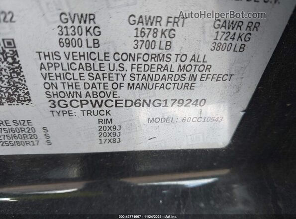 3GCPWCED6NG179240 2022 CHEVROLET SILVERADO Черный Вид подкапотного пространства