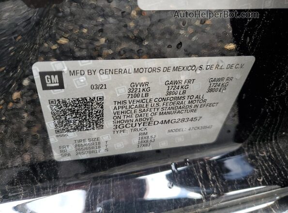 3GCUYEED4MG283457 2021 CHEVROLET SILVERADO Black Вид підкапотного простору
