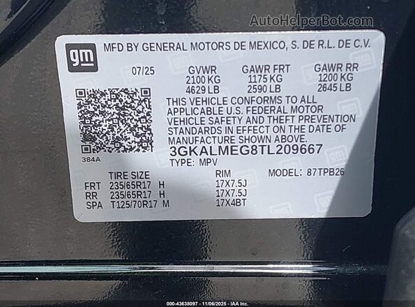 3GKALMEG8TL209667 2026 GMC TERRAIN Black Widok komory silnika