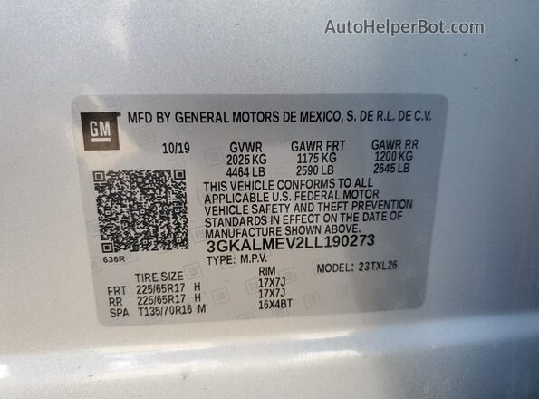 3GKALMEV2LL190273 2020 GMC TERRAIN Silver Widok komory silnika