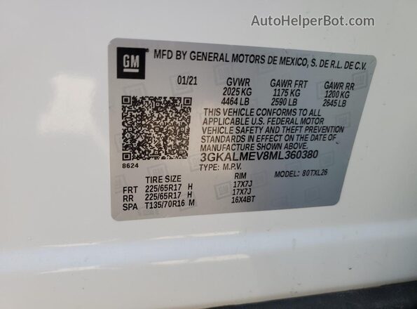 3GKALMEV8ML360380 2021 GMC TERRAIN White 