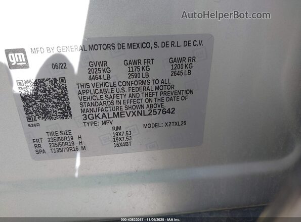 3GKALMEVXNL257642 2022 GMC TERRAIN Серебряный Вид подкапотного пространства