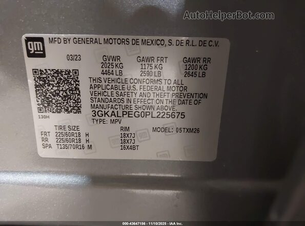 3GKALPEG0PL225675 2023 GMC TERRAIN Silver Շարժիչի բաժամունքի տեսք