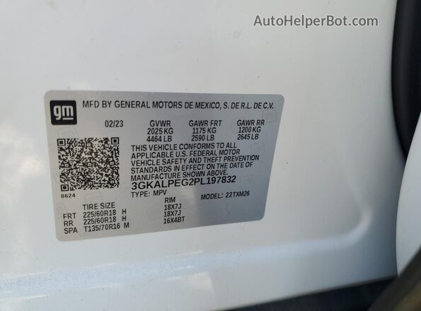 3GKALPEG2PL197832 2023 GMC TERRAIN White Vista interior de 360 grados