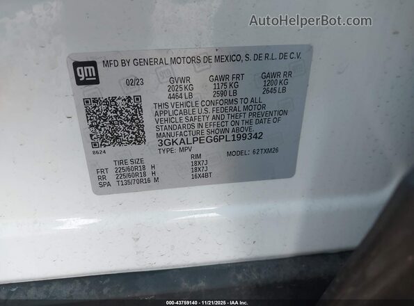 3GKALPEG6PL199342 2023 GMC TERRAIN White ძრავის განყოფილების ხედი
