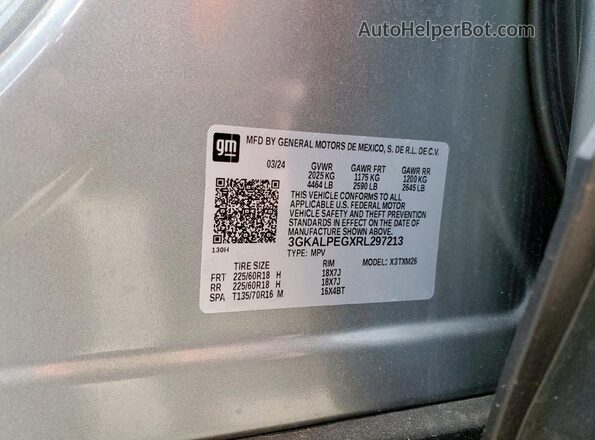3GKALPEGXRL297213 2024 GMC TERRAIN Silver Вид підкапотного простору