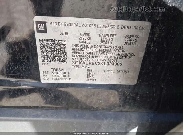 3GKALPEV2KL334906 2019 GMC TERRAIN Black Շարժիչի բաժամունքի տեսք