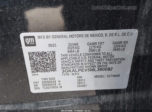 3GKALPEV5ML390082 2021 GMC TERRAIN Black Вид підкапотного простору