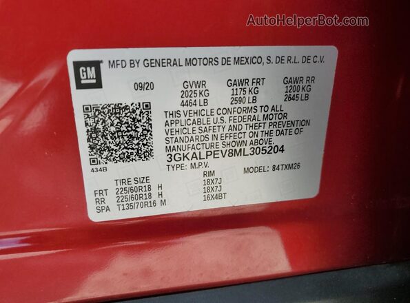 3GKALPEV8ML305204 2021 GMC TERRAIN Red Widok komory silnika