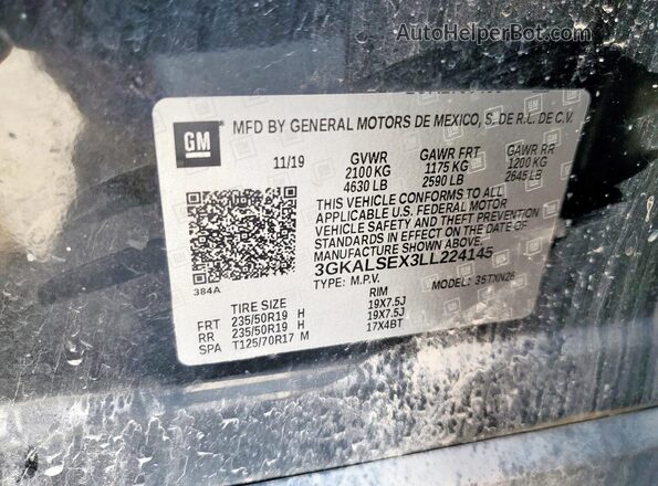 3GKALSEX3LL224145 2020 GMC TERRAIN Черный Вид наклейки с VIN-кодом