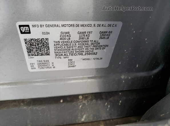 3GKALTEG7RL259592 2024 GMC TERRAIN Gray Vista de la etiqueta del VIN