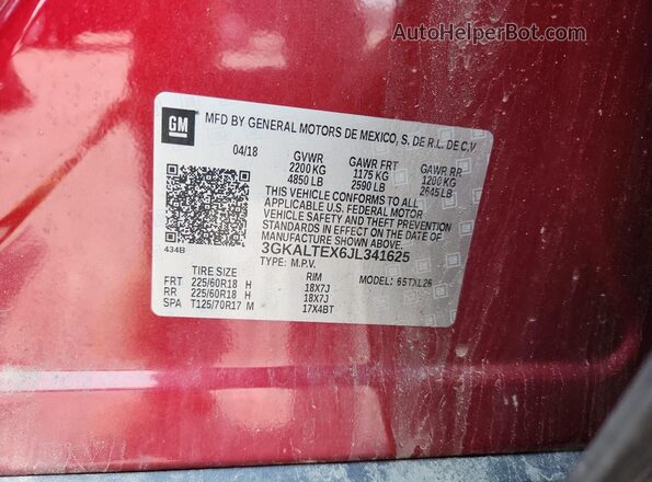 3GKALTEX6JL341625 2018 GMC TERRAIN Red 
