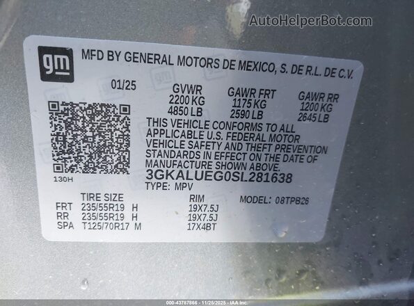 3GKALUEG0SL281638 2025 GMC TERRAIN Silver ძრავის განყოფილების ხედი