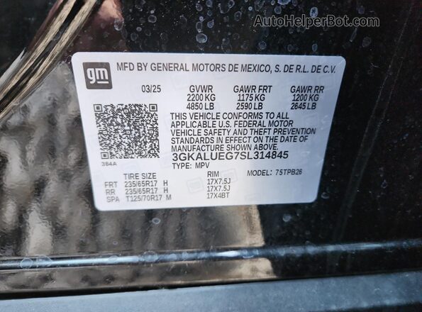 3GKALUEG7SL314845 2025 GMC TERRAIN Black Вид наклейки з VIN-кодом