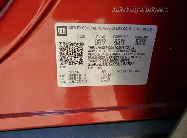 3GKALUEGXSL188822 2025 GMC TERRAIN Red Widok komory silnika