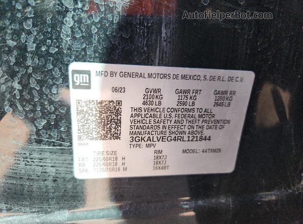 3GKALVEG4RL121844 2024 GMC TERRAIN Black Widok naklejki z numerem VIN