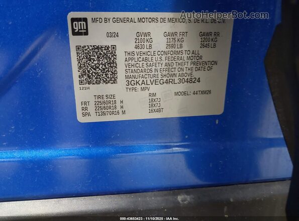 3GKALVEG4RL304824 2024 GMC TERRAIN Blue Widok komory silnika