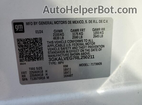 3GKALVEG7RL250211 2024 GMC TERRAIN White Widok wnętrza 360 stopni