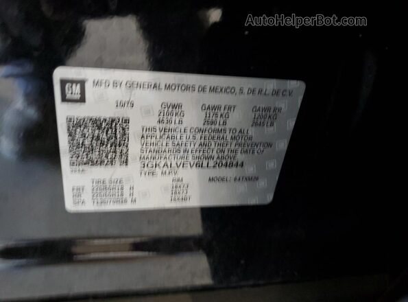 3GKALVEV6LL204844 2020 GMC TERRAIN Черный Вид наклейки с VIN-кодом