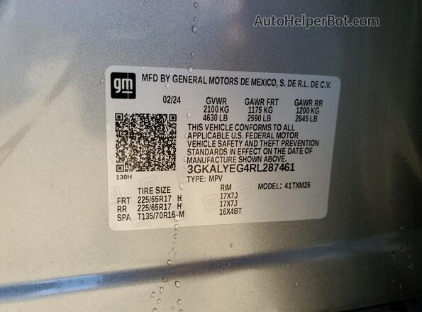 3GKALYEG4RL287461 2024 GMC TERRAIN Серебряный Вид подкапотного пространства
