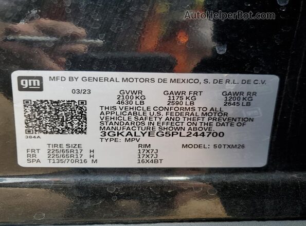 3GKALYEG5PL244700 2023 GMC TERRAIN Черный Вид наклейки с VIN-кодом