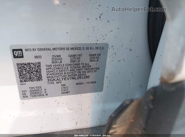 3GKALYEV7NL291190 2022 GMC TERRAIN White 