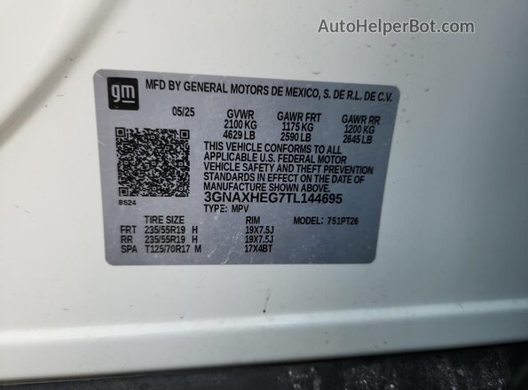 3GNAXHEG7TL144695 2026 CHEVROLET EQUINOX White 