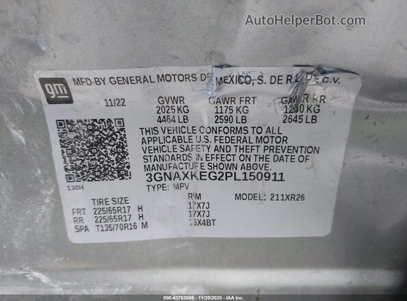 3GNAXKEG2PL150911 2023 CHEVROLET EQUINOX Серый Вид подкапотного пространства