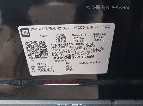 3GNAXNEG7PL169066 2023 CHEVROLET EQUINOX Black Vista del compartimento del motor