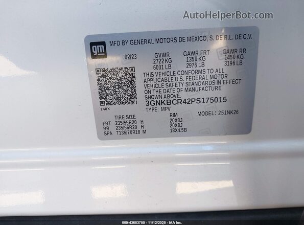 3GNKBCR42PS175015 2023 CHEVROLET BLAZER White 