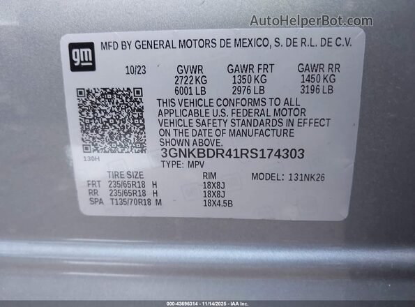3GNKBDR41RS174303 2024 CHEVROLET BLAZER Gray Vista del compartimento del motor