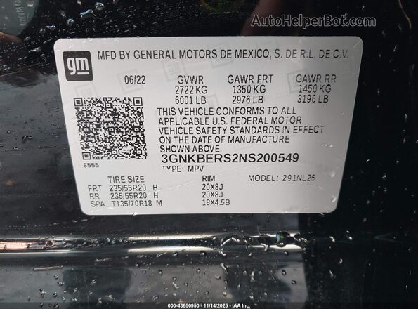 3GNKBERS2NS200549 2022 CHEVROLET BLAZER Black Widok komory silnika