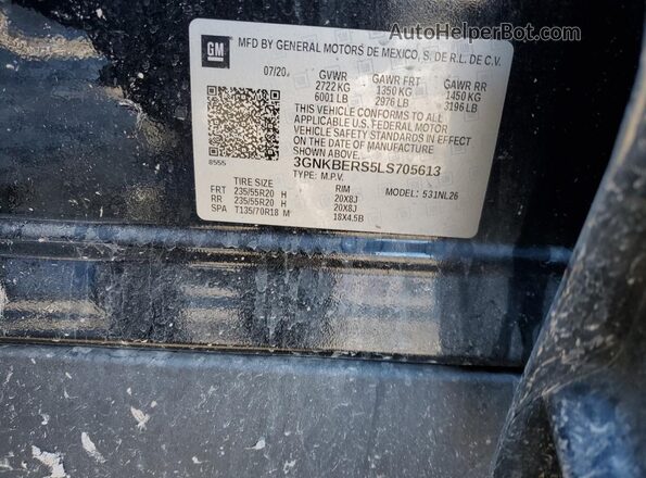 3GNKBERS5LS705613 2020 CHEVROLET BLAZER Black VIN კოდის სტიკერის ხედი