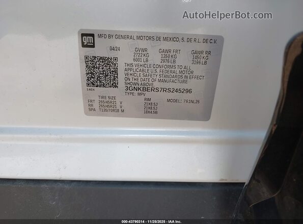 3GNKBERS7RS245296 2024 CHEVROLET BLAZER White Vista del compartimento del motor