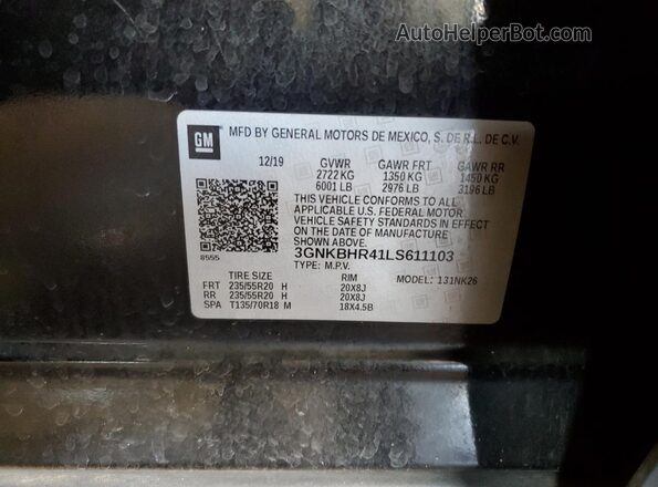 3GNKBHR41LS611103 2020 CHEVROLET BLAZER Black Widok wnętrza 360 stopni