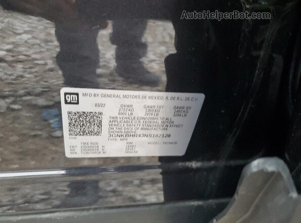 3GNKBHR43NS182128 2022 CHEVROLET BLAZER Charcoal Widok naklejki z numerem VIN