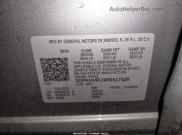 3GPKHVRJ3RS517520 2024 HONDA PROLOGUE Silver Engine compartment view