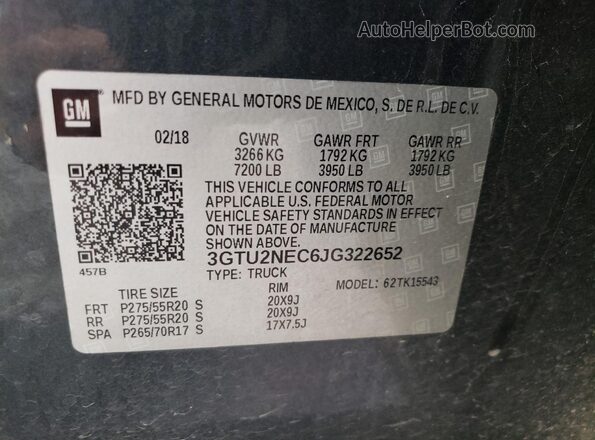 3GTU2NEC6JG322652 2018 GMC SIERRA Угольный Вид подкапотного пространства