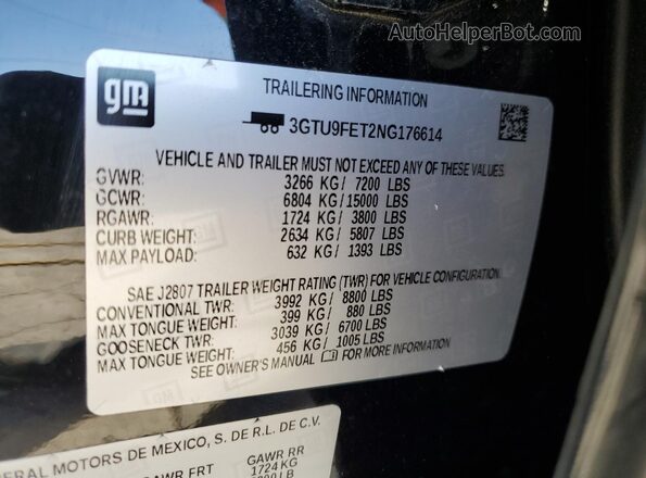 3GTU9FET2NG176614 2022 GMC SIERRA Черный Вид подкапотного пространства
