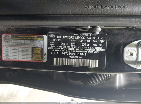 3KPA25AD6LE260444 2020 KIA RIO 5-DOOR Black 
