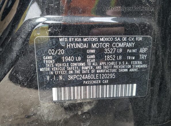 3KPC24A60LE120295 2020 HYUNDAI ACCENT Black ძრავის განყოფილების ხედი
