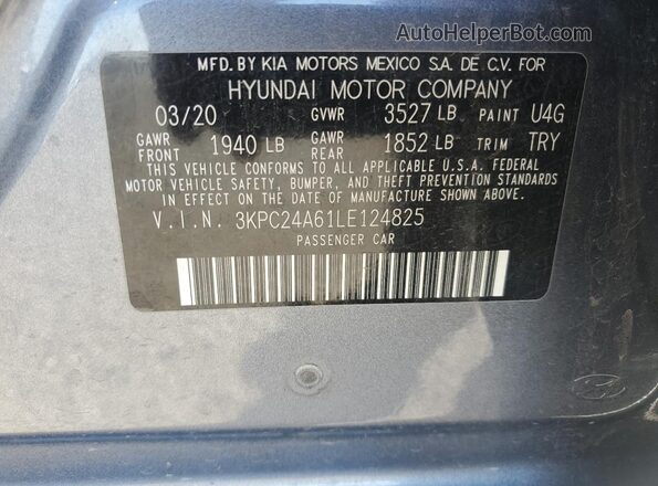 3KPC24A61LE124825 2020 HYUNDAI ACCENT Серый Вид подкапотного пространства