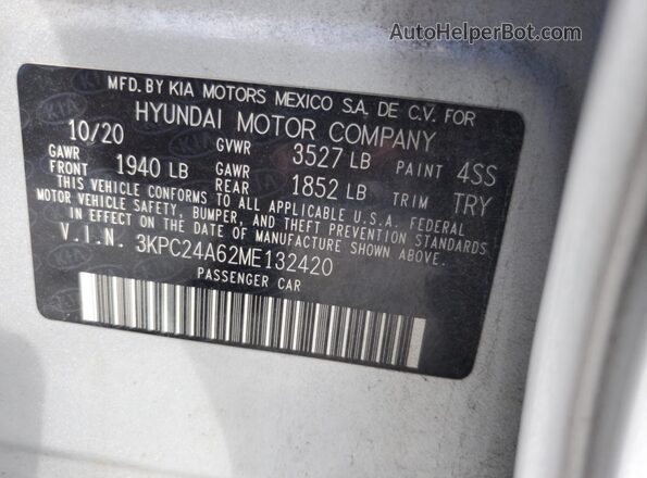 3KPC24A62ME132420 2021 HYUNDAI ACCENT Silver 