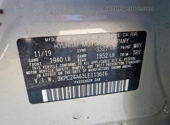 3KPC24A63LE113616 2020 HYUNDAI ACCENT Silver Engine compartment view