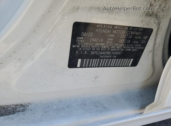 3KPC24A68NE169697 2022 HYUNDAI ACCENT White Вид підкапотного простору