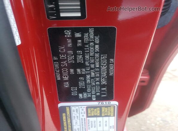3KPF24AD0NE450761 2022 KIA FORTE Red Widok komory silnika