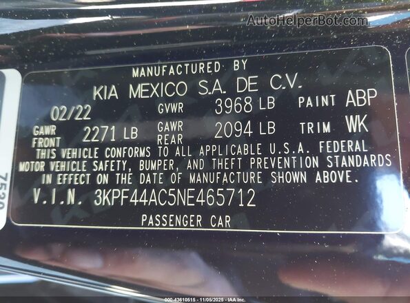 3KPF44AC5NE465712 2022 KIA FORTE Черный Вид подкапотного пространства